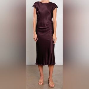 PHARAOH Neve Dress in Vintage Satin - Raisin , XS